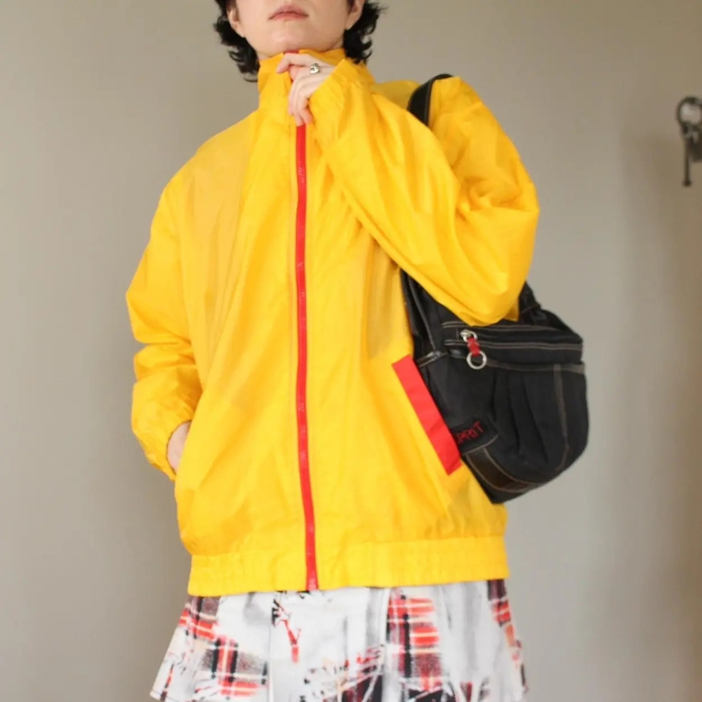 Goola Gong 1990s Lemon Cherry Nylon Zipper Parka Large 🖍️